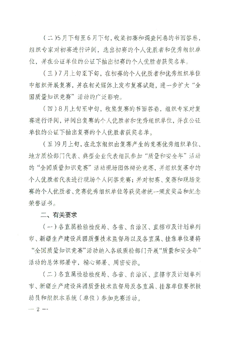 國(guó)家質(zhì)檢總局辦公廳《關(guān)于舉辦&ldquo;全國(guó)質(zhì)量知識(shí)競(jìng)賽&rdquo;活動(dòng)的通知》